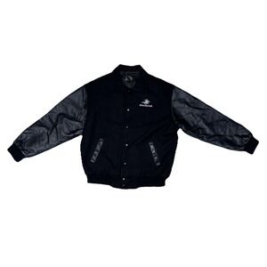 Rare VTG SAXON LEATHER Winchester Ammo Shooting Wool Varsity Jacket 90s SZ M